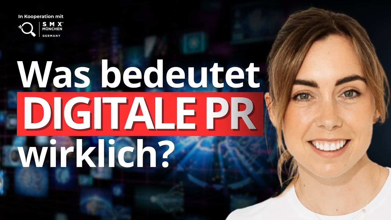 Video Thumbnail mit Shannon McGuirk, Gründerin von Peach Communications, die neben dem Schriftzug "Was bedeutet digitale PR wirklich?" in die Kamera lächelt.